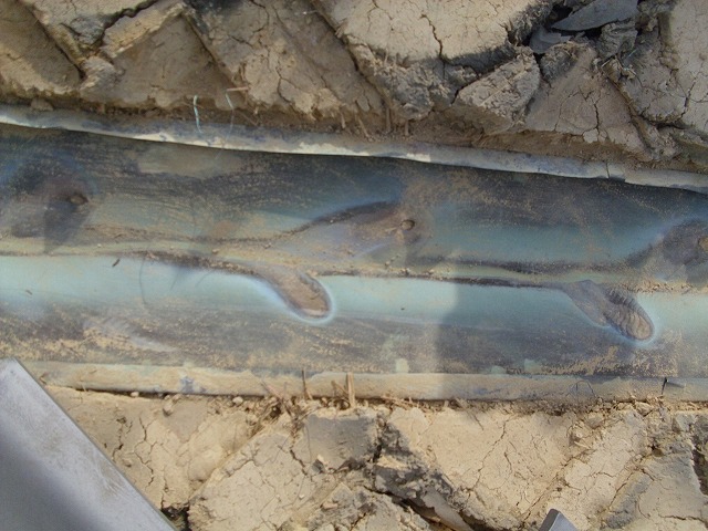 変色した谷板金